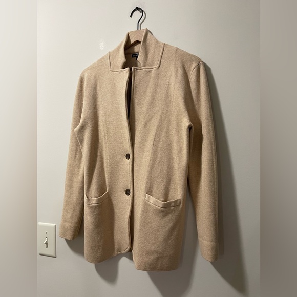 J. Crew Tan Knit Business Casual Classy Sweater Blazer Size Medium - Picture 5 of 10